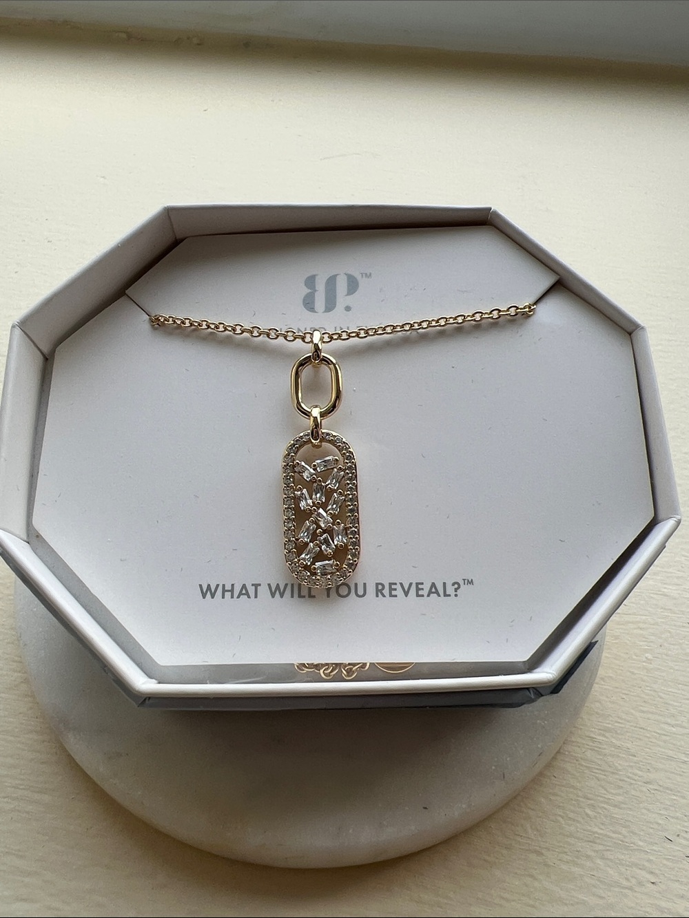Gold Floral Pavé Oval Pendant Necklace - Women Jewelry